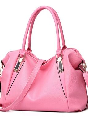 Blush Pink Faux Leather Tote Bag Crossbody Satchel Purse Shoulder Handbag